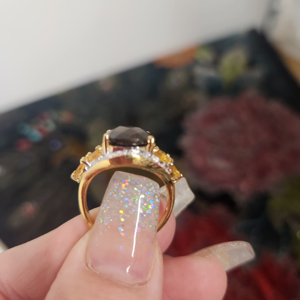 Smokey Quartz and Citrine Ring With Bonus Ring - Picture 2 of 8